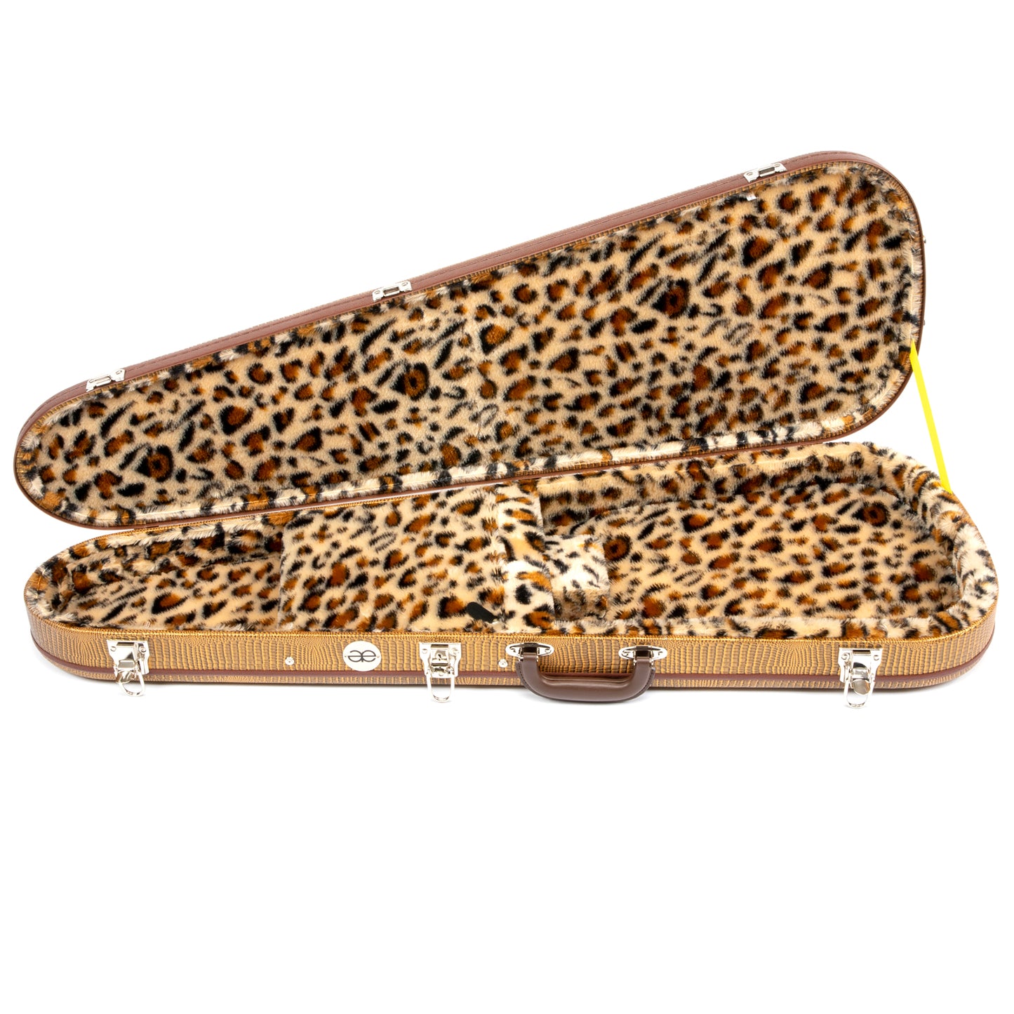 Teardrop Alligator Brown Guitar Case with Leopard Soft Plush