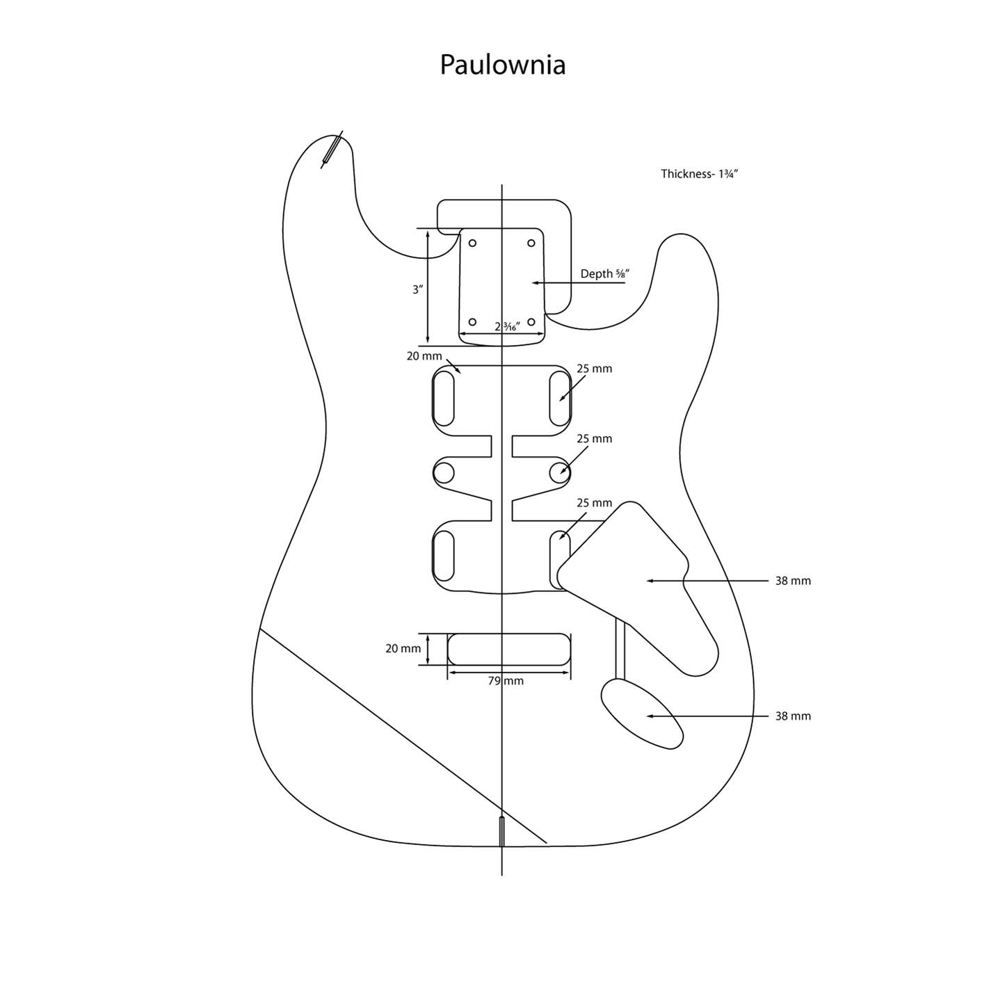 AE Guitars® S-Style Paulownia Replacement Guitar Body Gold Flake