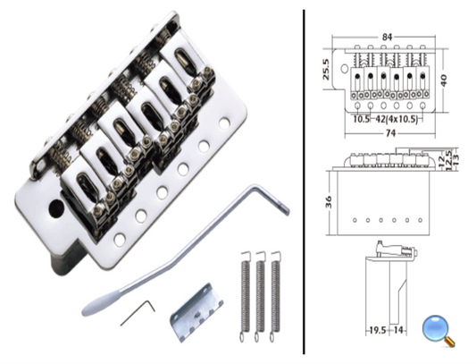 Tremolo Bridge Set for Strat Style Guitars Gold SB003-GD