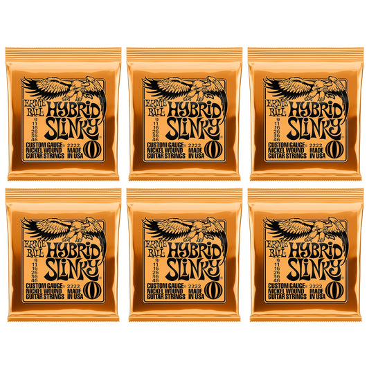 Ernie Ball Hybrid Slinky Nickel Wound Electric Guitar Strings - 9-46 Gauge 6 Pack
