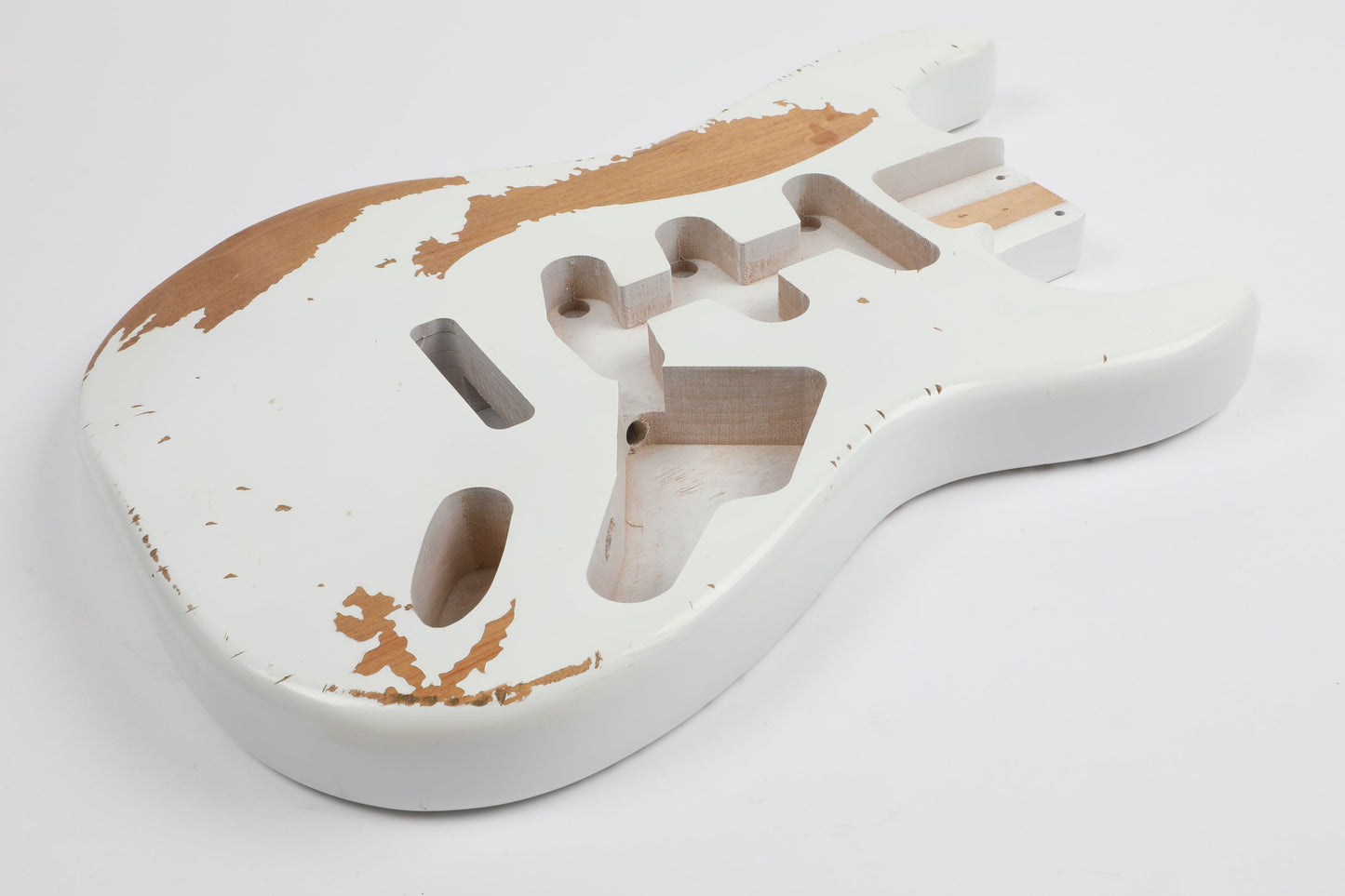 AE Guitars® S-Style Alder Replacement Guitar Body Relic Nitro Top Antique White - Antique White