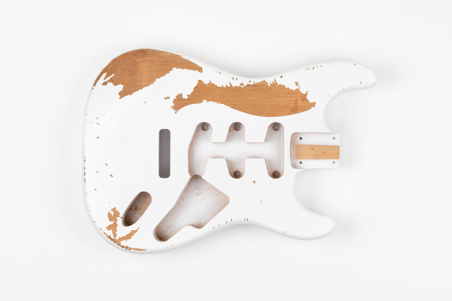 AE Guitars® S-Style Alder Replacement Guitar Body Relic Nitro Top Antique White - Antique White