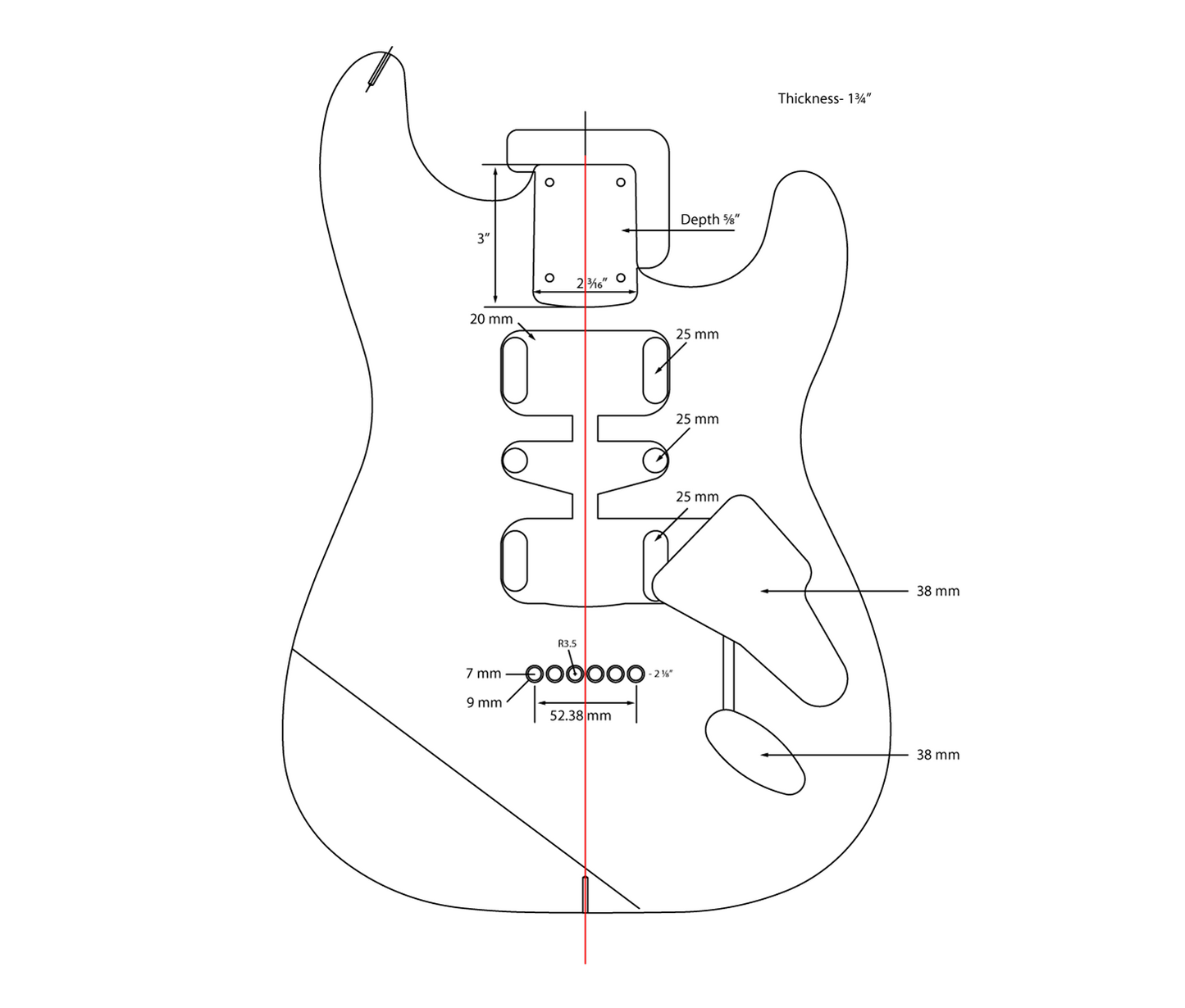 AE Guitars® S-Style Paulownia Replacement Guitar Body Miami Blue