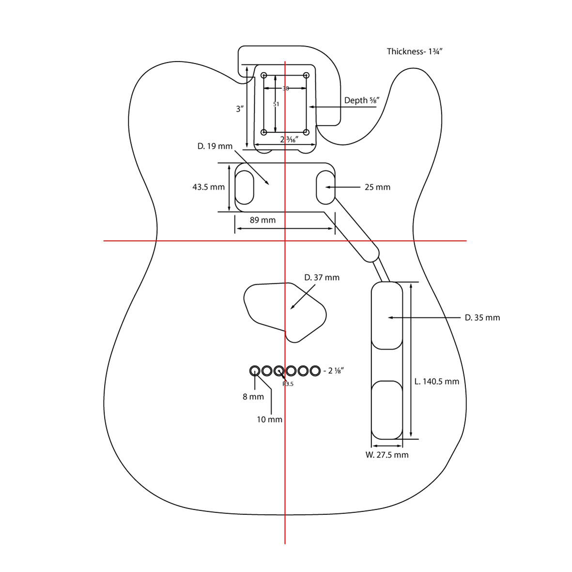 AE Guitars® T-Style Alder Replacement Guitar Body Miami Blue