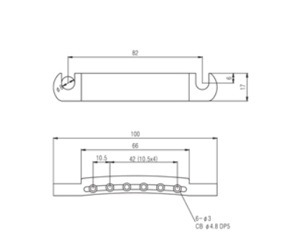 MINGS Stop Tailpiece for Les Paul Guitar Bridge Chrome