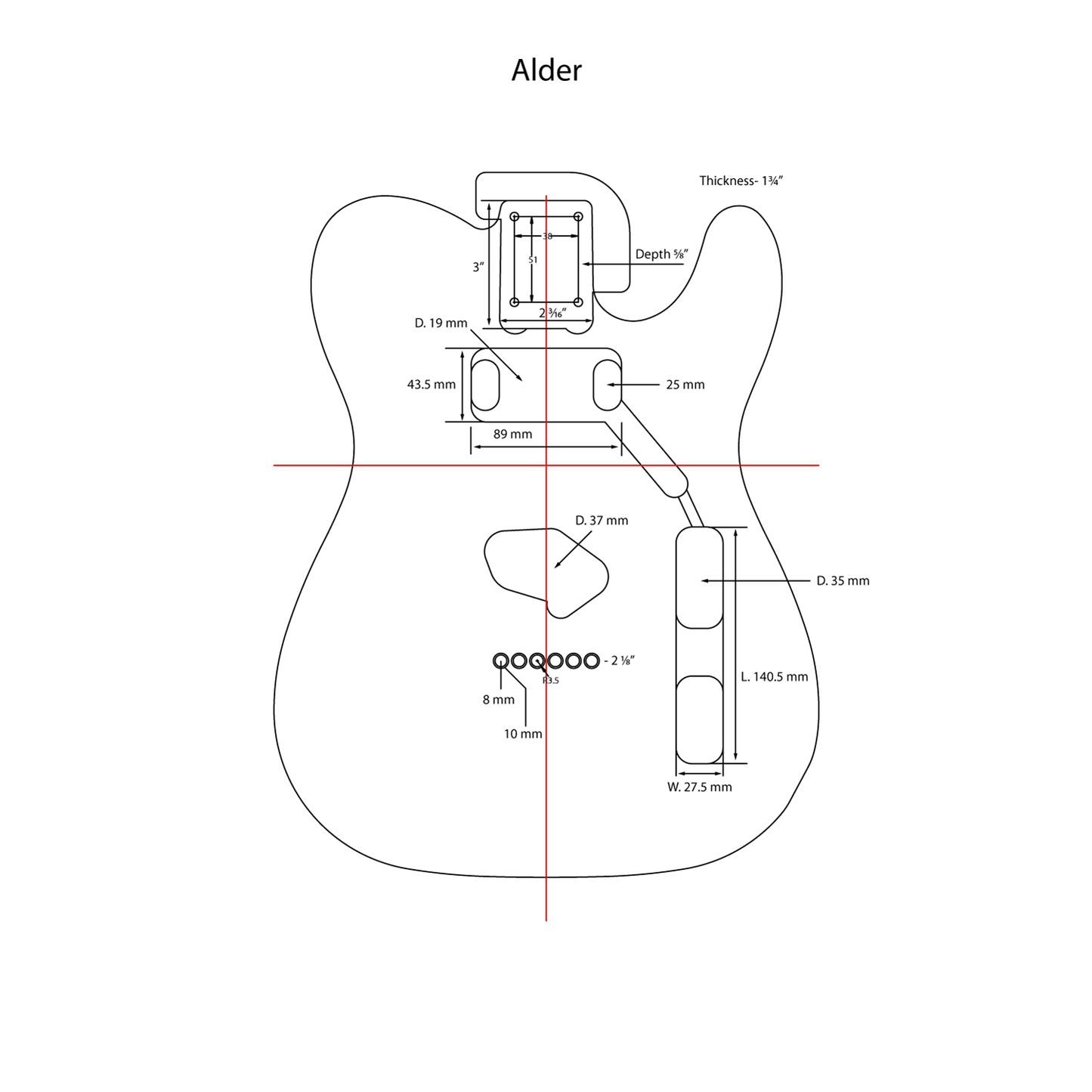 AE Guitars® T-Style Alder Replacement Guitar Body Sunburst with Binding