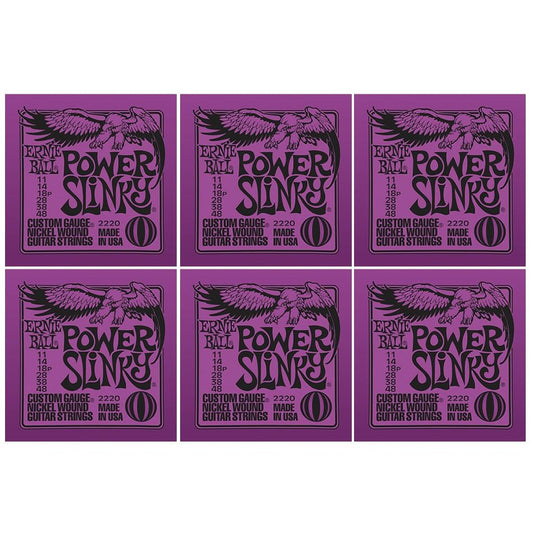 Ernie Ball Power Slinky Nickel Wound Electric Guitar Strings 11-48 Gauge 6 Pack