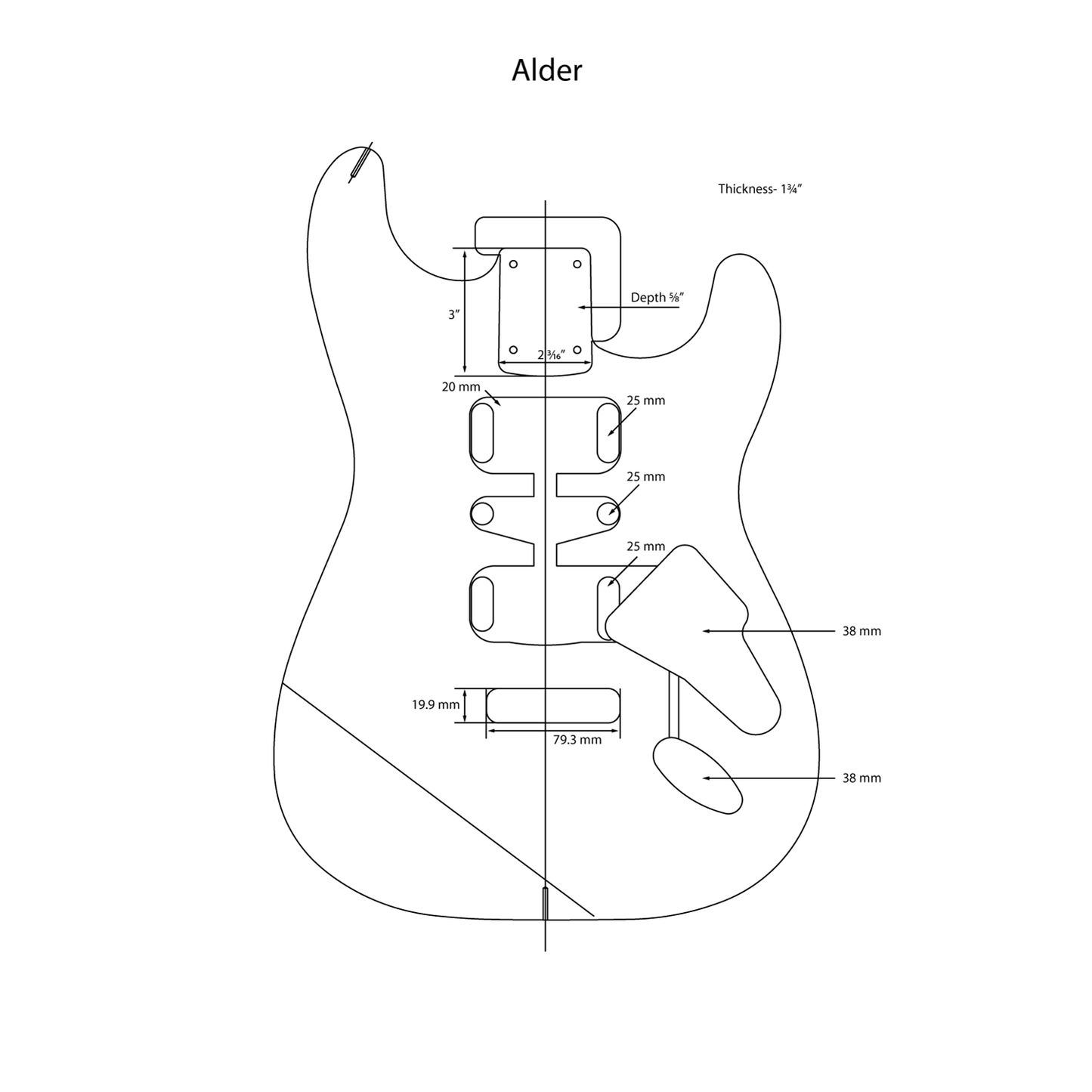 AE Guitars® S-Style Alder Replacement Guitar Body Candy Apple Red