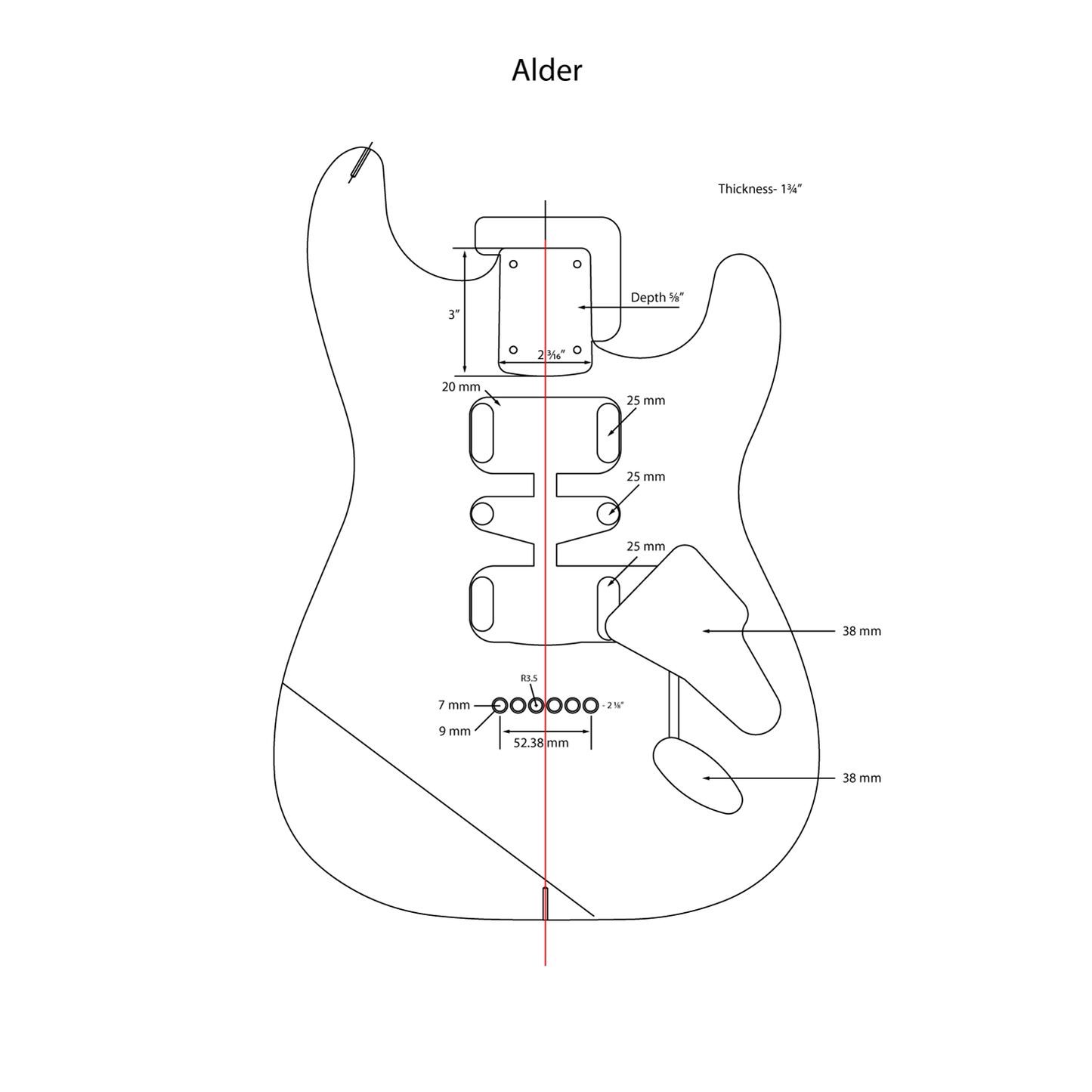 AE Guitars® S-Style Alder Replacement Guitar Body Royal Yellow