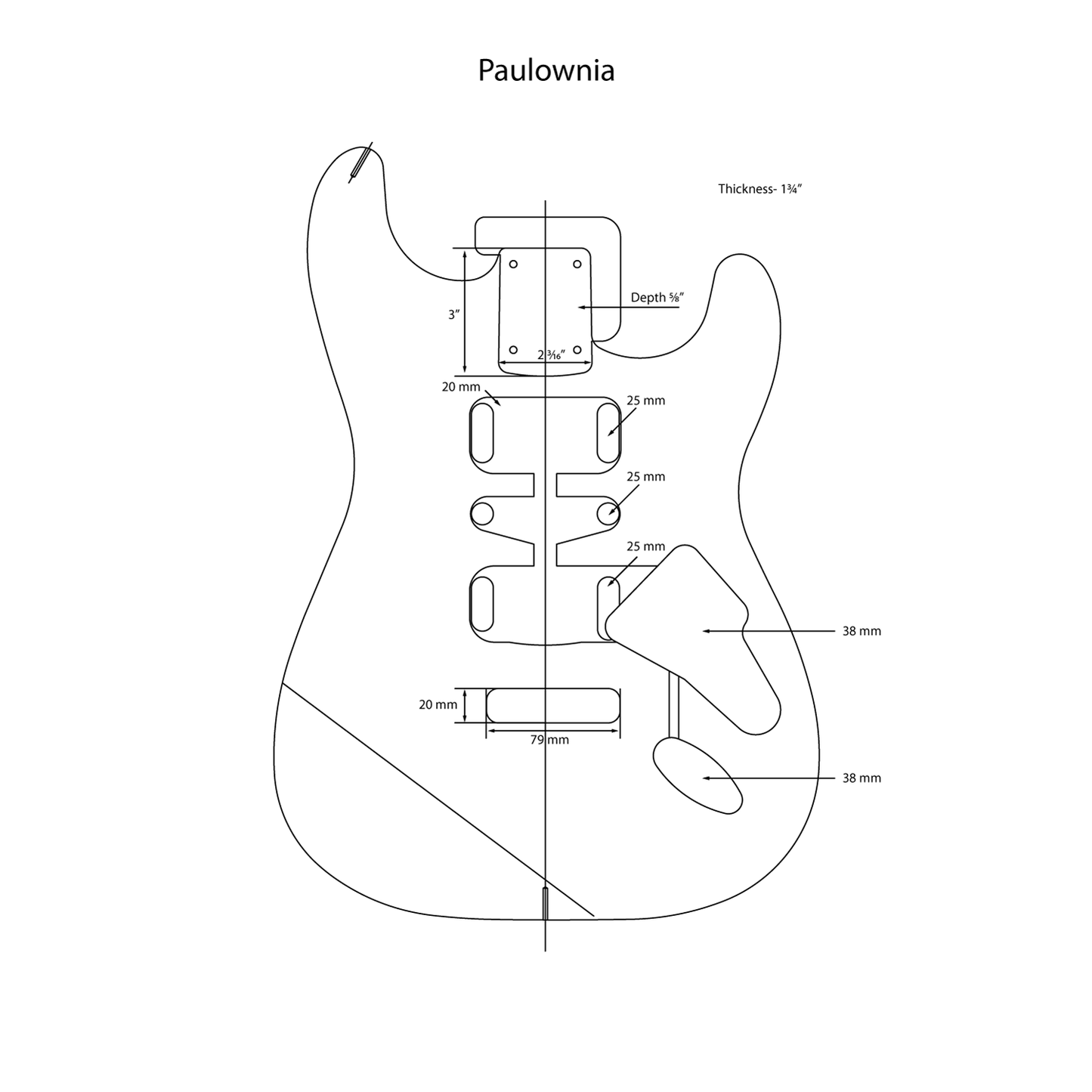 AE Guitars® S-Style Paulownia Replacement Guitar Body Natural