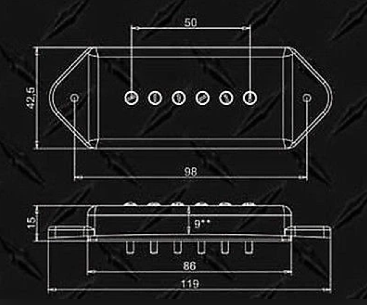 Artec Alnico 5 P90 Dog Ear Arched Pickup Set Black