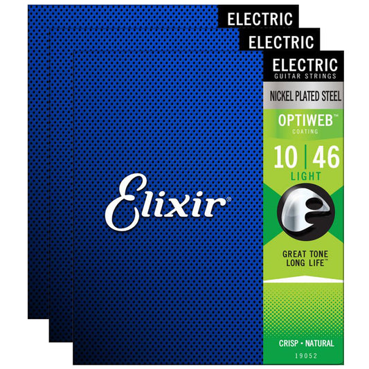Elixir Strings 19052 Optiweb Electric Guitar Strings - .010-.046 Light 3 Pack