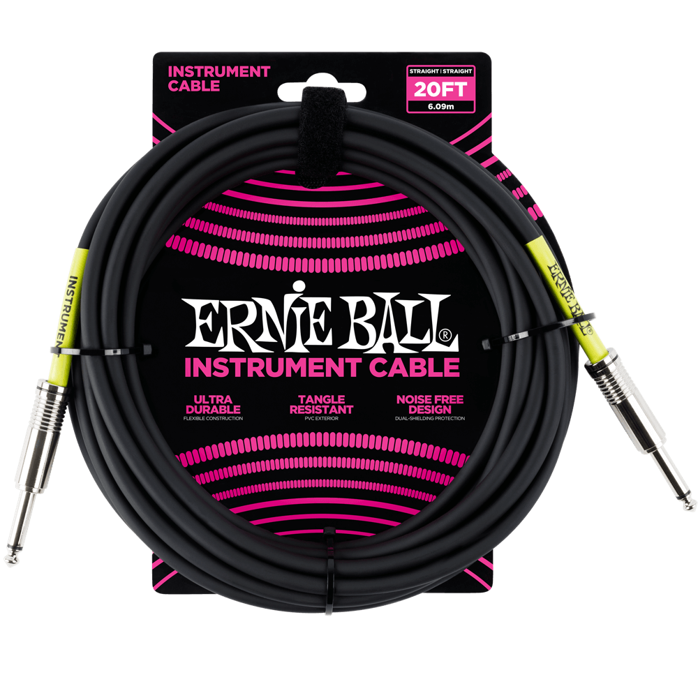 Ernie Ball 20ft Straight Straight Inst Cable Black 2 Pack