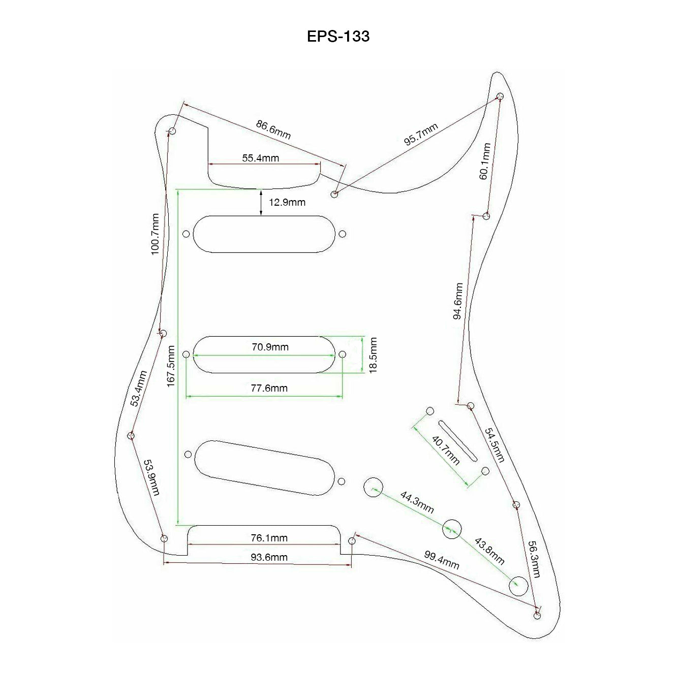 AE Guitars® SSS Strat 3-PLY W/B/W Tortoise Shell Pickguard