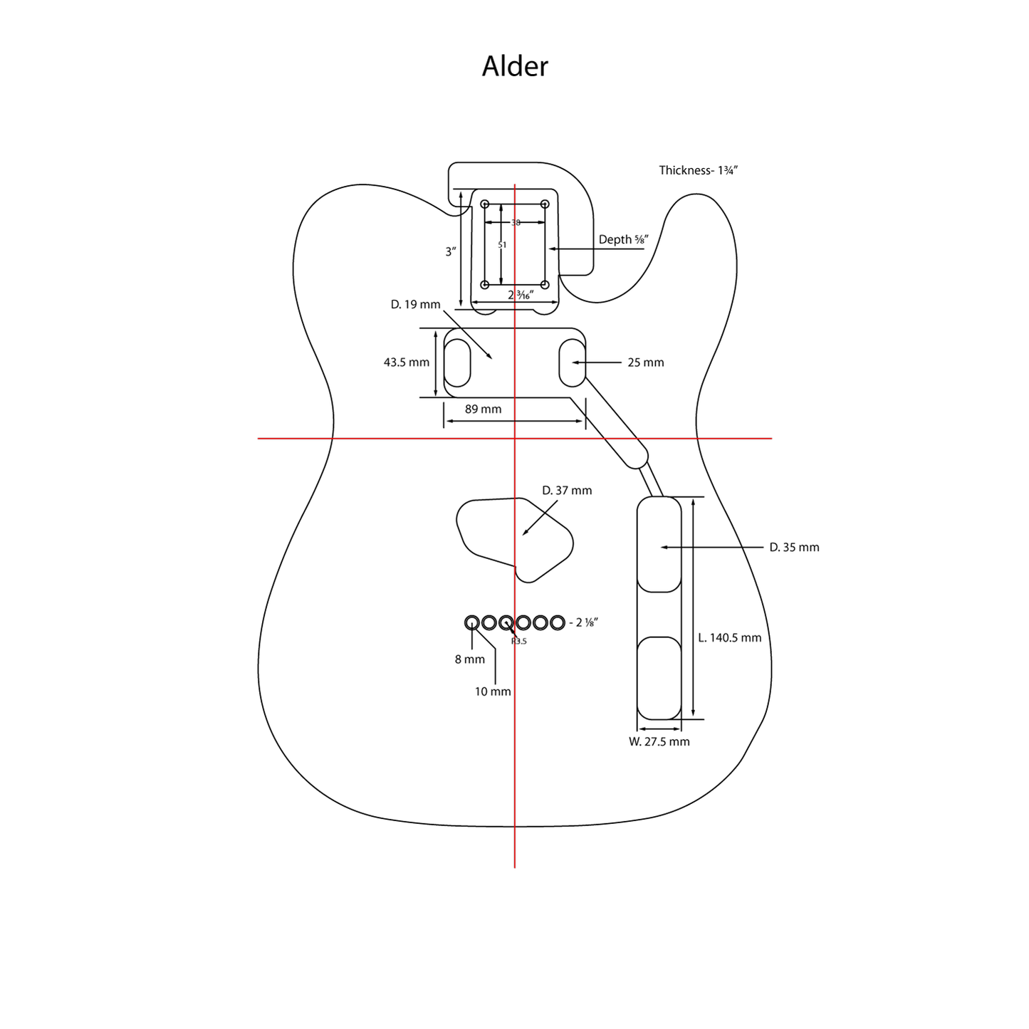 AE Guitars® T-Style Alder Replacement Guitar Body Fire Engine Red